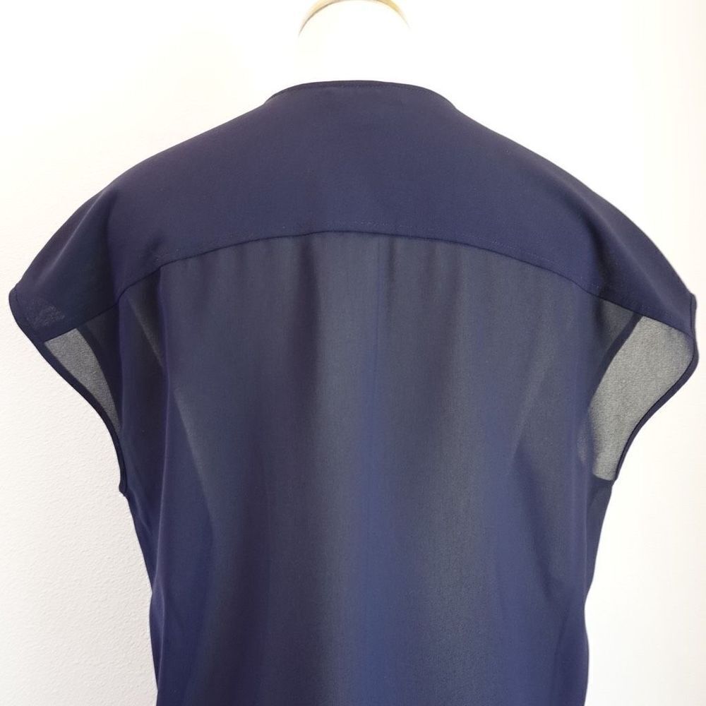 J. Crew Sheer Tank Top Navy Size 2 Neckline Detailing - Picture 5 of 10